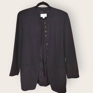 VTG Emmanuel Ungaro Womens Jacket Sz‎ 8 Tailored Long Button Front Wool Royalty